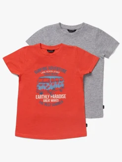 Børn LucaLola Luca & Lola Riccione T-Shirt 2-pak, Red/Grey Melange