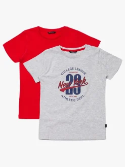 Børn LucaLola Luca & Lola Riccione T-Shirt 2-pack, Grey/Red