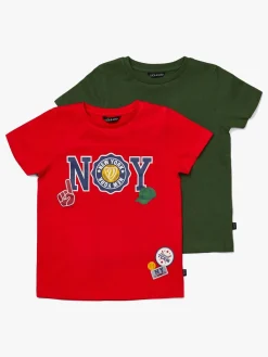 Overdele|LucaLola Luca & Lola San Marino T-Shirt 2-pak, Red/Army Green Grøn/Rød