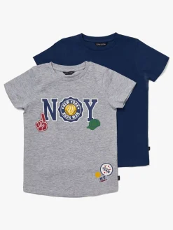 Overdele|LucaLola Luca & Lola San Marino T-Shirt 2-pak, Grey Melange/Navy Grå/Blå
