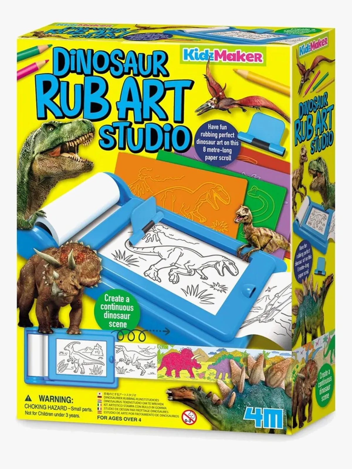 Kreativt Legetøj|4M KidzMaker Gnidekunst Dinosaur Flerfarvet