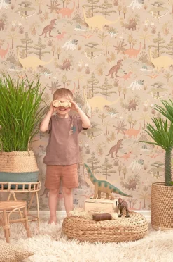 Børn Majvillan Interiør-Tapet Dinosaur Vibes, Sandy Beige