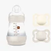 MAM Air Naturgummi Sutter 0-6m & Easy Start Sutteflaske Anti-kolik 160 ml, Neutral