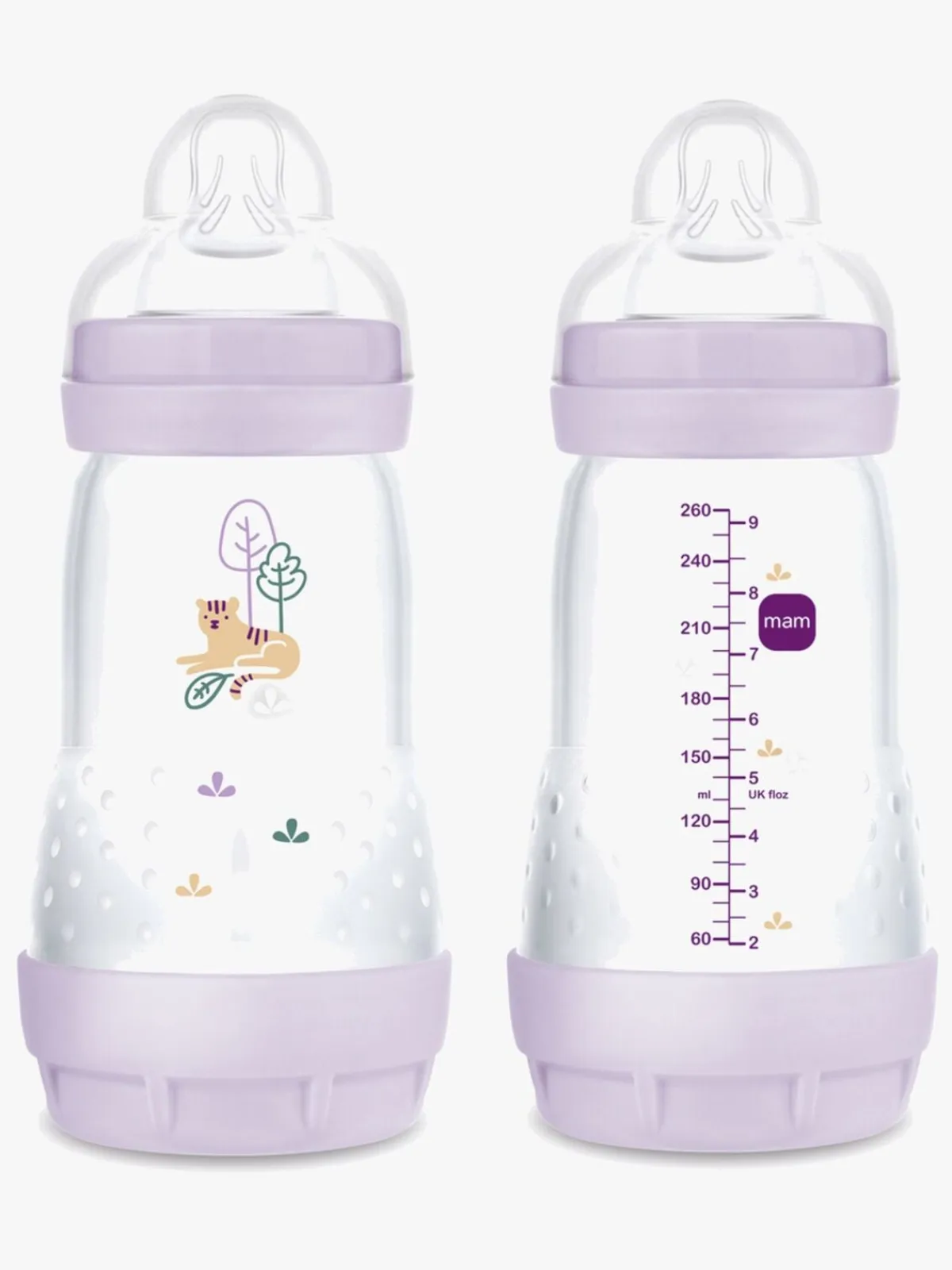 Spisetid|MAM Easy Start Sutteflaske Anti-kolik 260 ml 2-pak, Lilla Lyserød