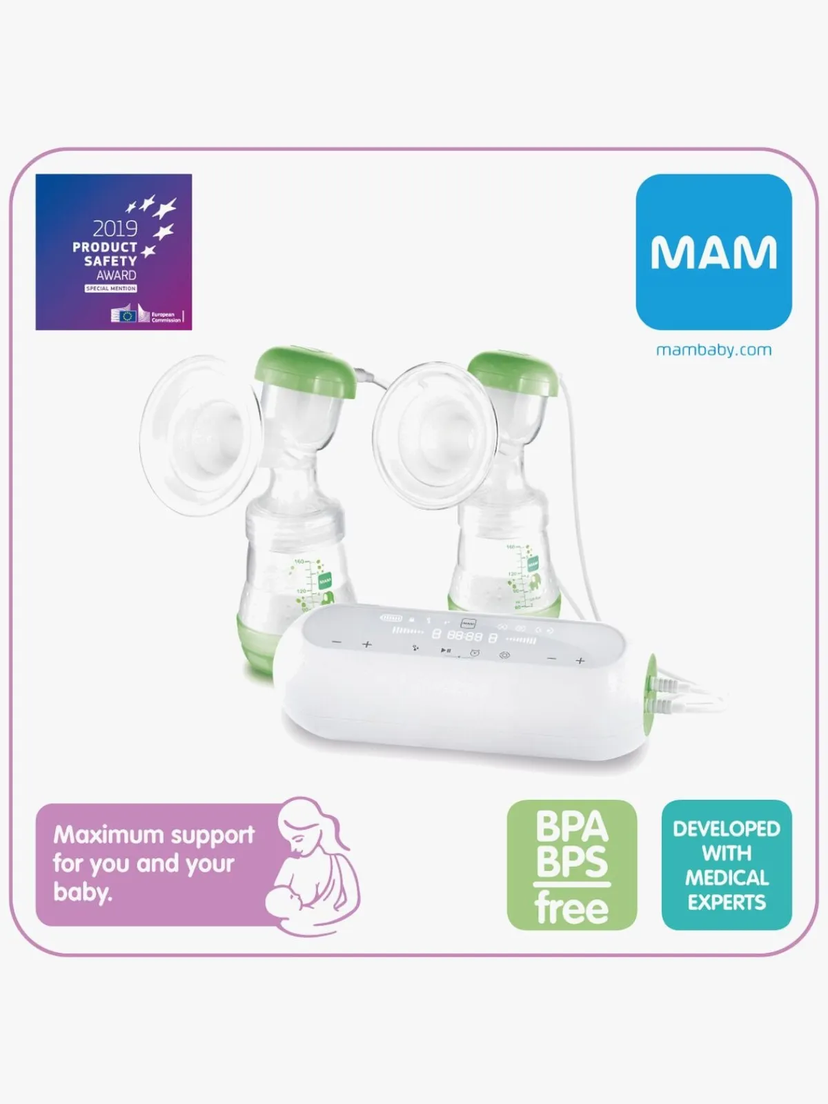 MAM Amning-2-in-1 Elektrisk Brystpumpe Dobbelt