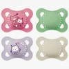 MAM Sutter & Suttesnore-Original Naturgummi Sutter 0-6m 4-pak, Pink/Neutral