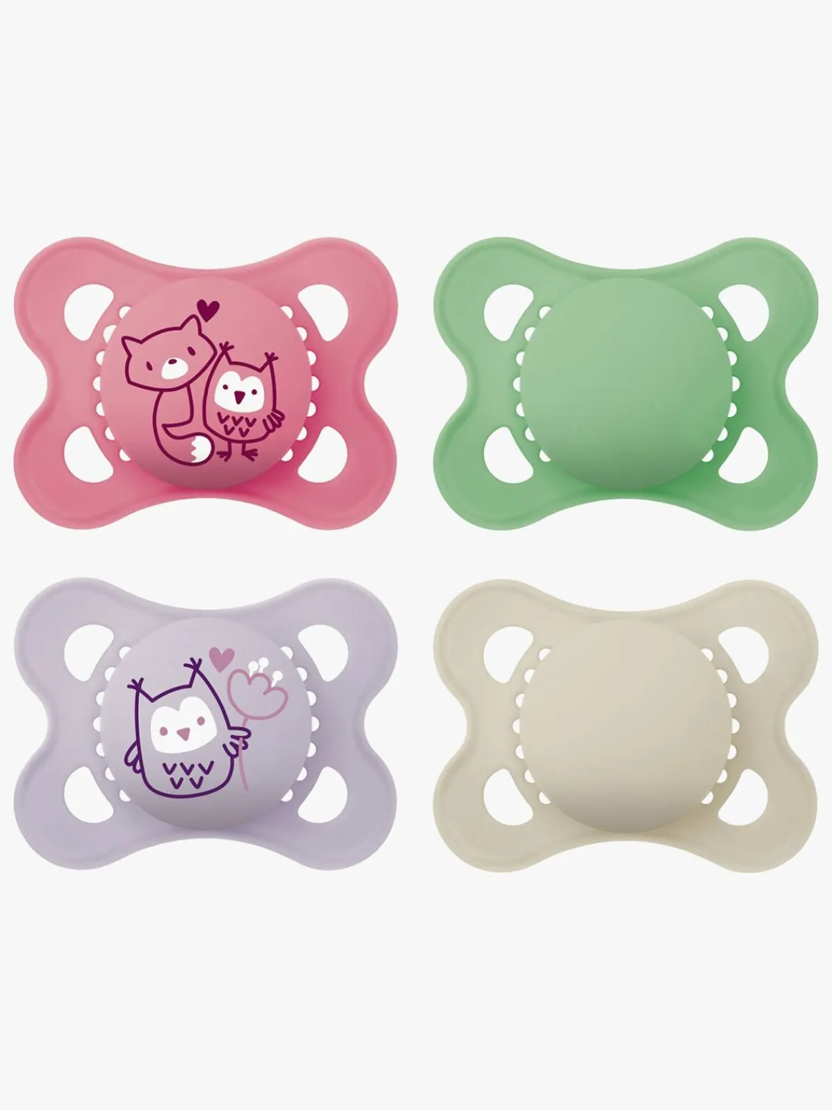 MAM Sutter & Suttesnore-Original Naturgummi Sutter 0-6m 4-pak, Pink/Neutral