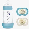 MAM Spisetid-Original Night Silikone Sutter 2-pak & Easy Start Sutteflaske Anti-kolik 260 ml, Blå