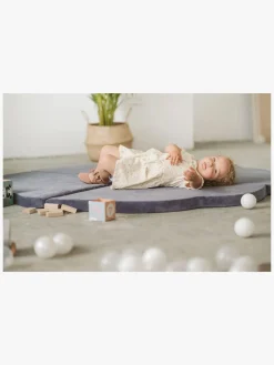 Børn Meowbaby Foam Sammenklappelig Legetæppe Velour 160x160, Blå-grå