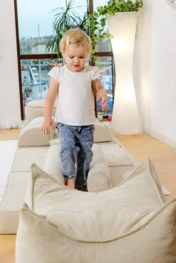 Børn Meowbaby Børnemøbler-Puf Kvadrat Slimcord, Sandfarvet