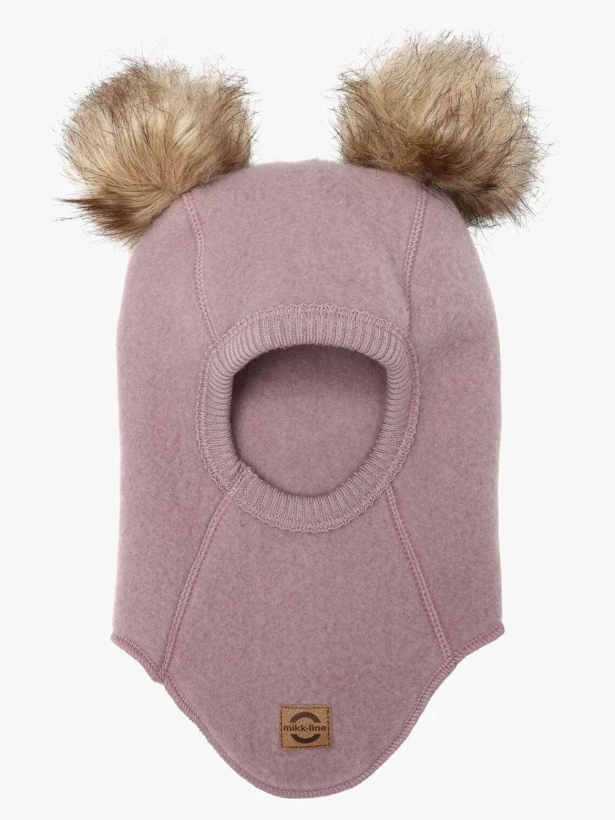 Børn MikkLine Mikk-Line Elefanthue Merinould med Pomponer, Twilight Mauve
