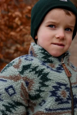 Børn MikkLine Fleecetøj-Mikk-Line Teddy-jakke, Balsam Green