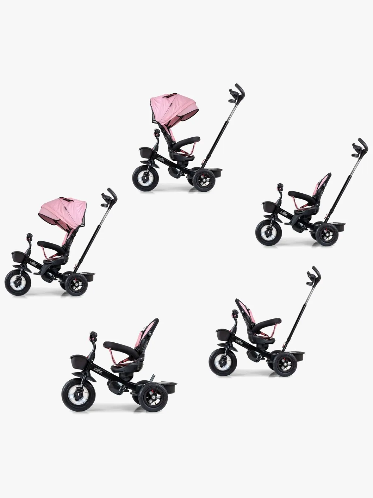 MillyMally Milly Mally Movi 5-i-1 Trehjulet Cykel, Sort/Lyserød