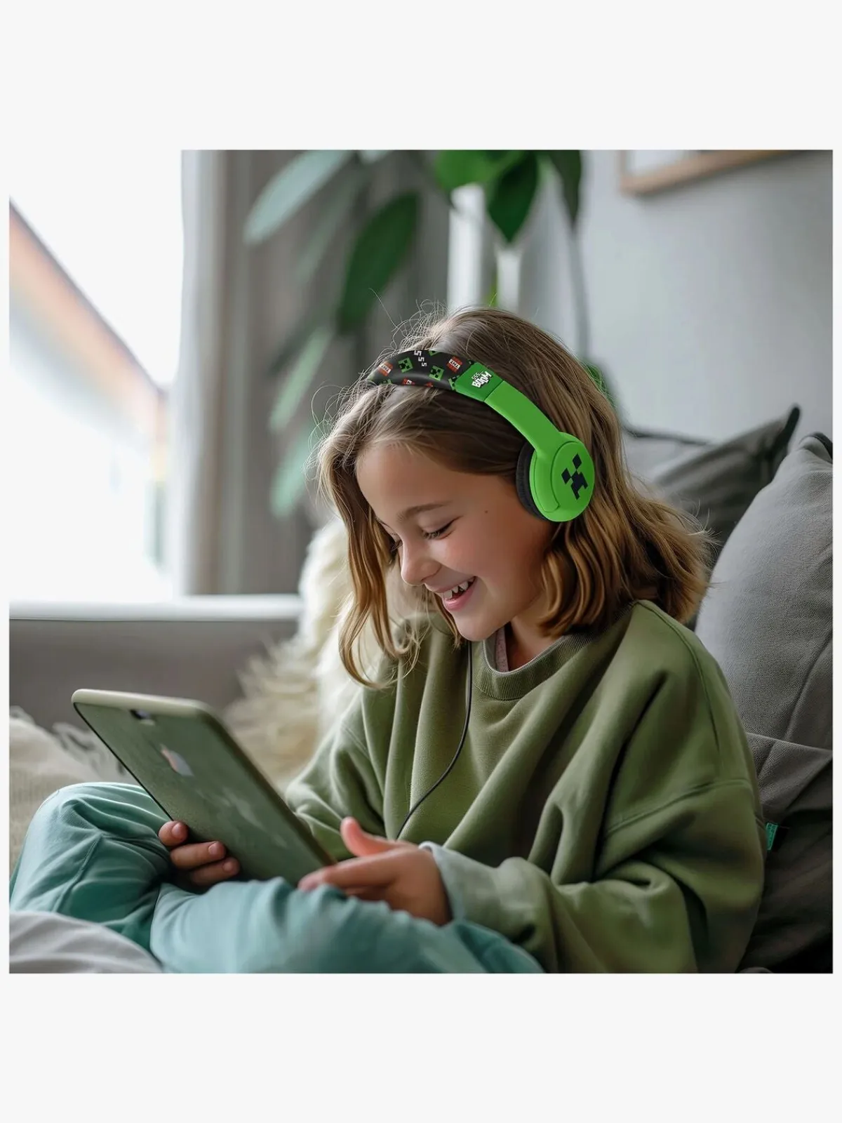 Elektronik & Media|OTLTechnologies Minecraft Høretelefoner med Ører 85dB Creeper Grøn