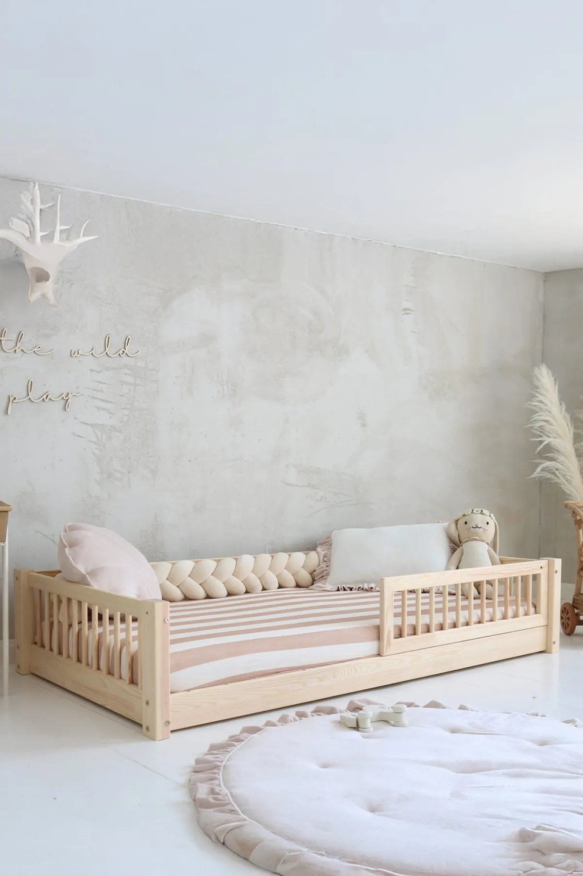 Børn Minitude Børnesenge & Tilbehør-LEWIS Junior-/Montessori-seng 80x160, Natur