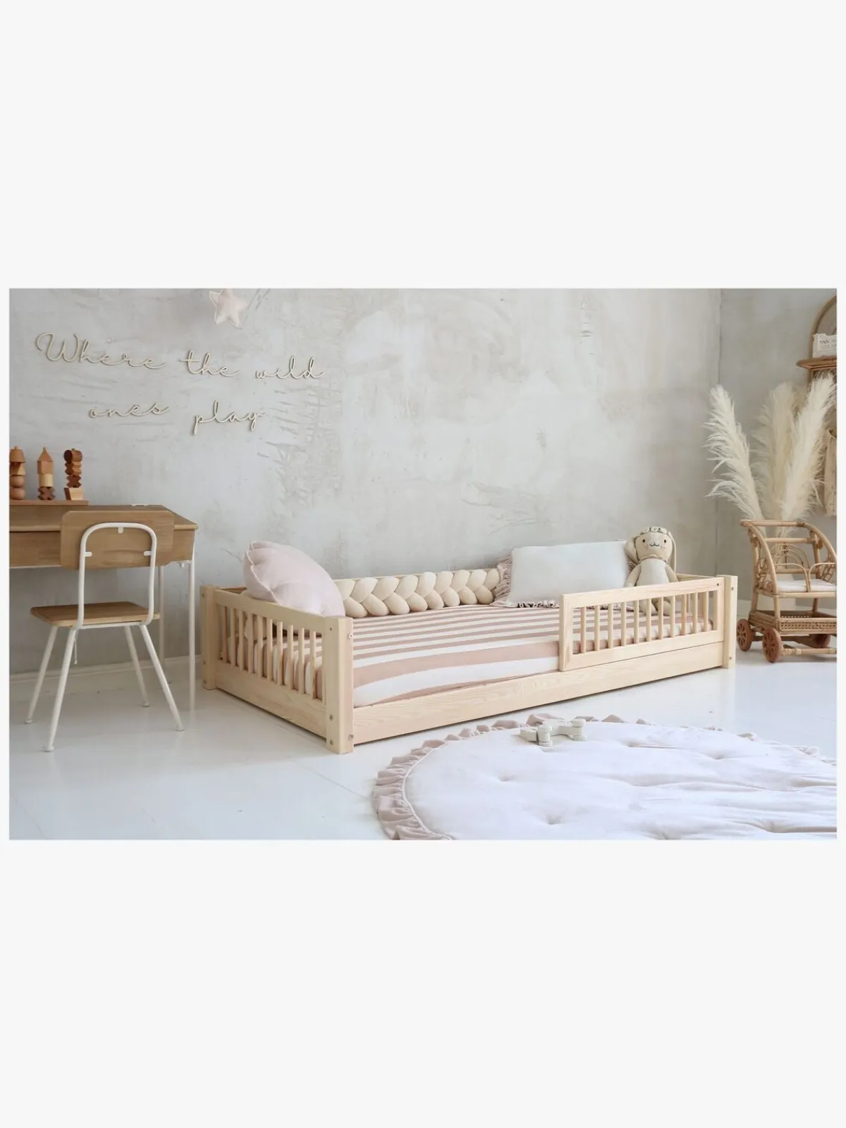 Børn Minitude Børnesenge & Tilbehør-LEWIS Junior-/Montessori-seng 80x160, Natur