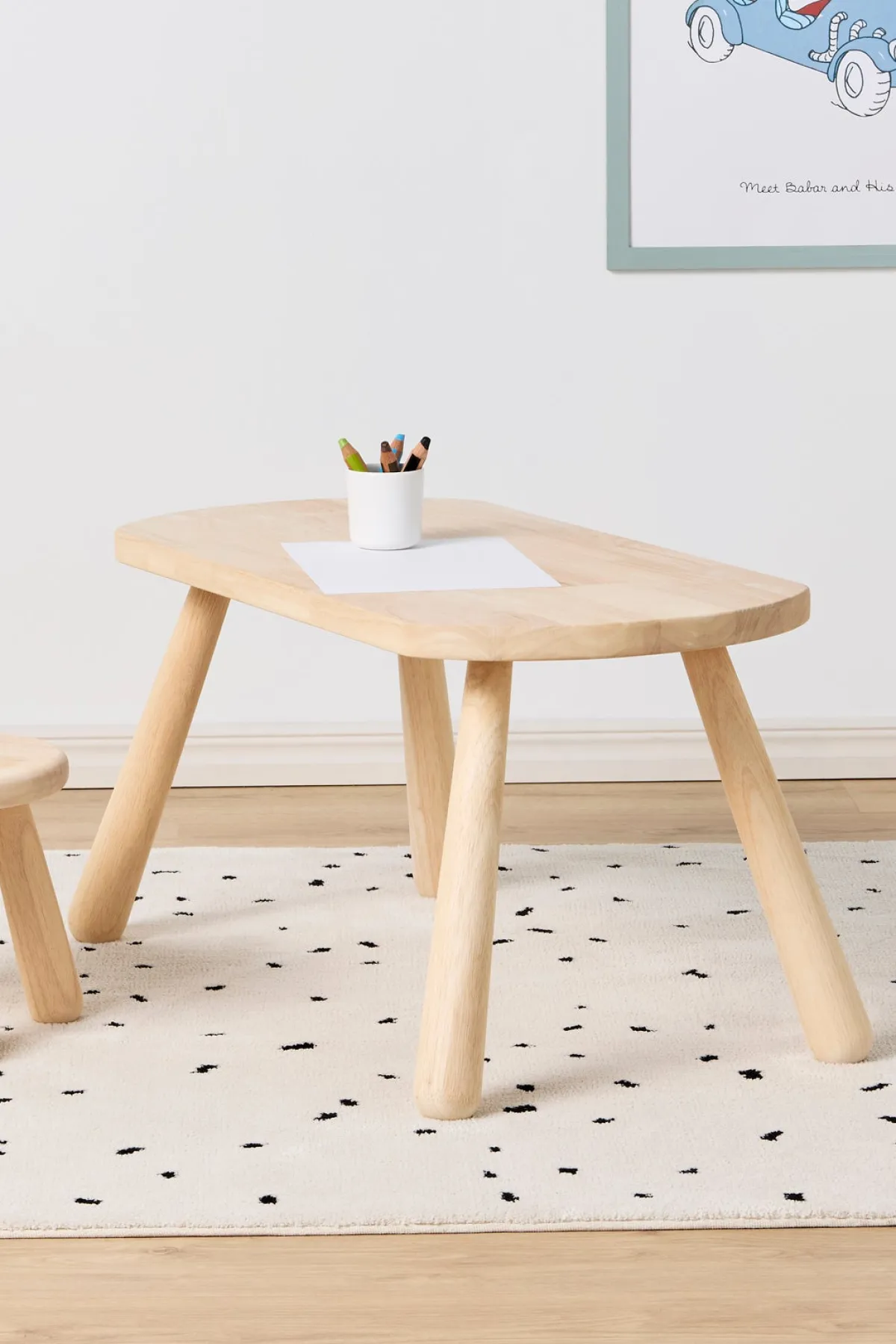 Børnemøbler|Minitude Nordic Skrivebord med Stol Kanin, Natur