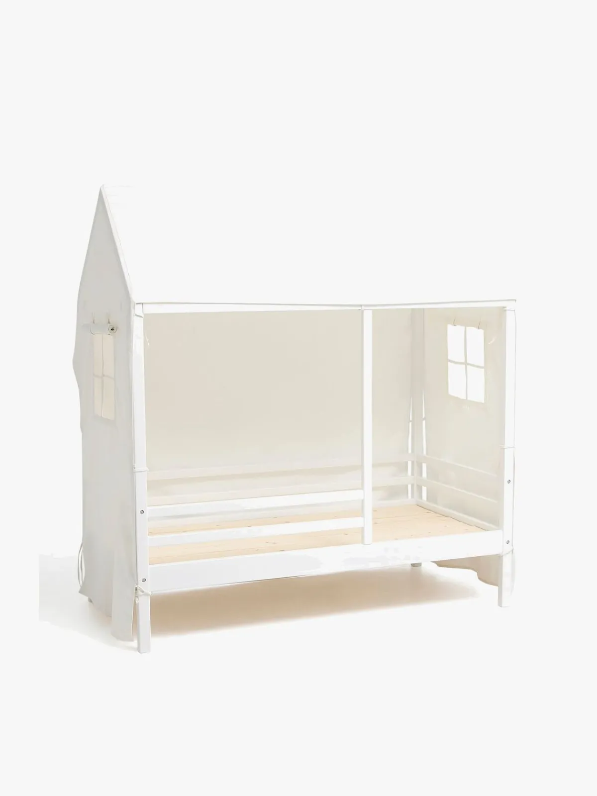 Børnesenge & Tilbehør|Minitude Nordic Jax Husseng 70x140 + Sengehimmel, Hvid