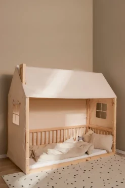 Børn Minitude Nordic Mason Husseng 70x160 & BabyMatex Madras Soft Plus + Sengehimmel, Hvid