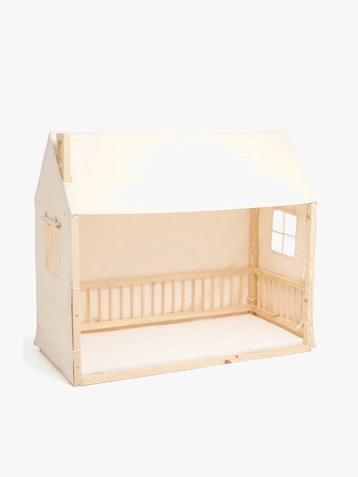 Børnesenge & Tilbehør|Minitude Nordic Mason Husseng 70x160 & BabyMatex Madras Soft Plus + Sengehimmel, Natur