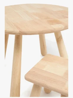 Børnemøbler|Minitude Nordic Rundt Bord & Firkantede Skamler, Natural