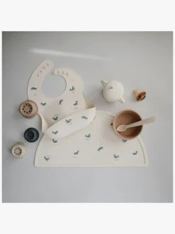 Mushie Spisetid-Dækkeserviet Silikone, Whales