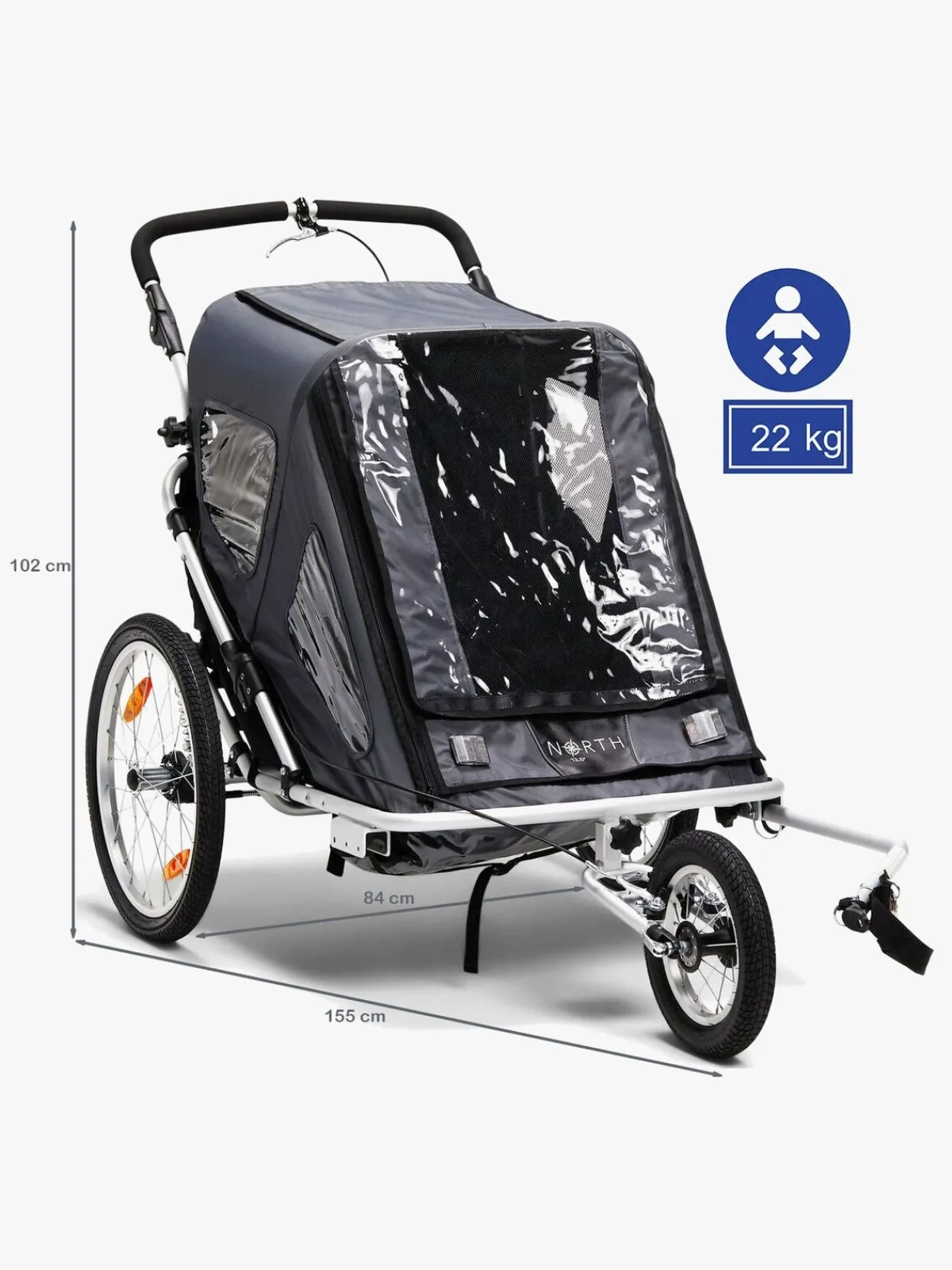 North135 North 13.5 Speeder 2 Cykelanhænger, Grey