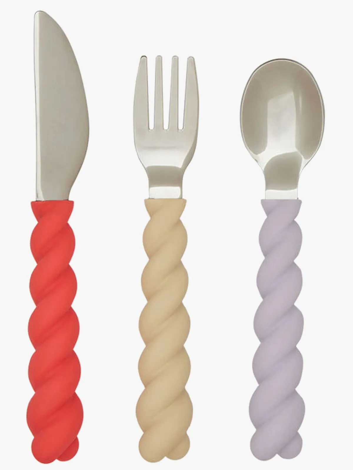 OYOY Spisetid-Mellow Bestik 3-pak, Lavender/Vanilla/Cherry Red