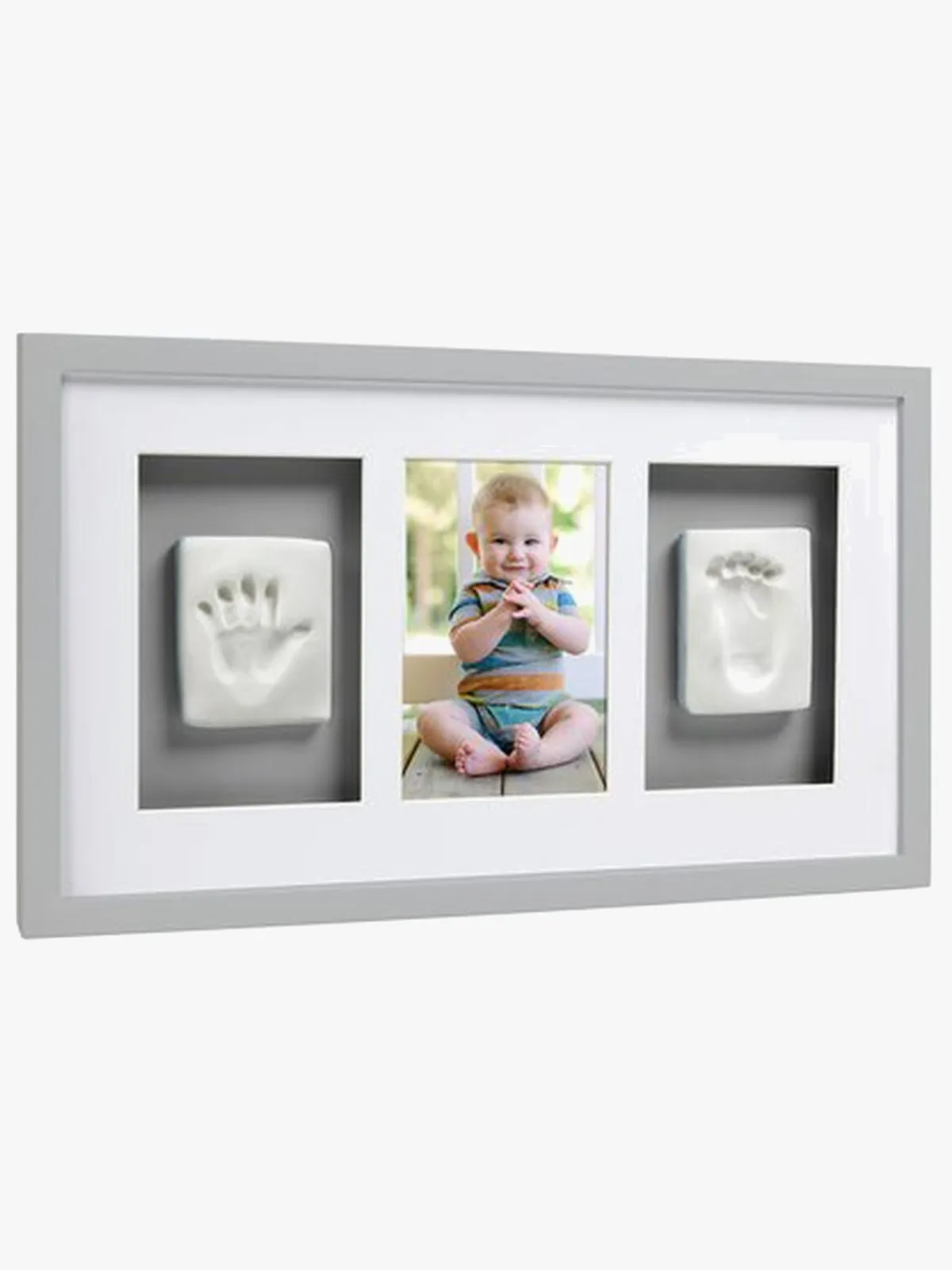 Børn Pearhead Babyprints Deluxe Ramme Trippel, Grå