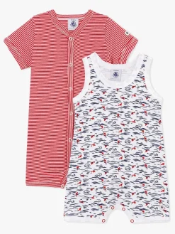 Børn PetitBateau Petit Bateau Onesies, Rød/Hvid