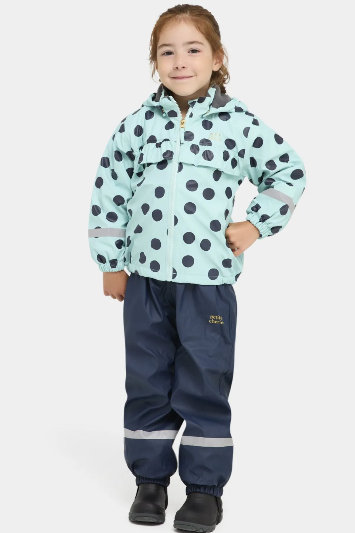 Regntøj|PetiteCherieAtelier Petite Chérie Atelier Aline Foret Regnsæt, Dots Icy Morn Blå