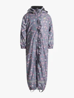Børn PetiteCherieAtelier Regntøj-Petite Chérie Atelier Ally Foret Regndragt, Flowers Lavender Gray