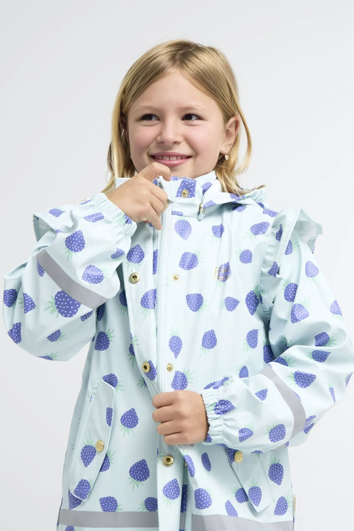 Børn PetiteCherieAtelier Regntøj-Petite Chérie Atelier Claire Regnsæt, Strawberries Wan Blue