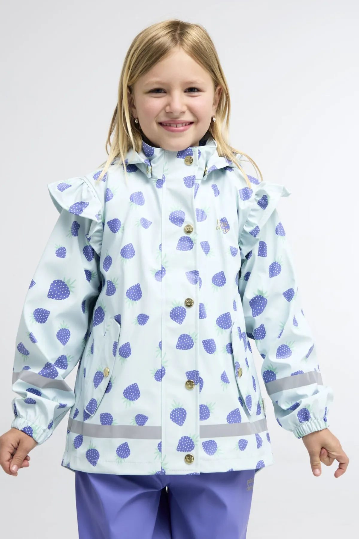 Børn PetiteCherieAtelier Regntøj-Petite Chérie Atelier Claire Regnsæt, Strawberries Wan Blue
