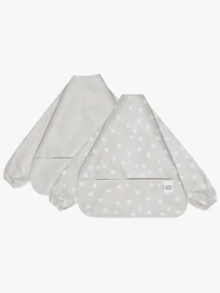 PetiteCherie Spisetid-Petite Chérie Langærmet Hagesmæk 2-pak, Warm Grey