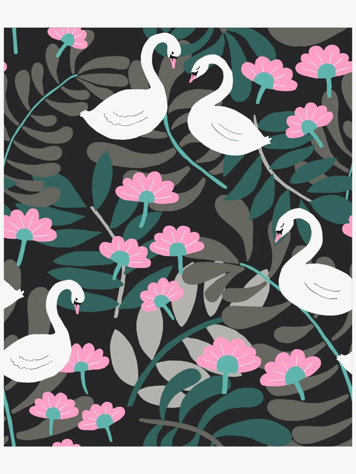 Børn PetiteDeco Petite Déco Tapet Swan, Sort