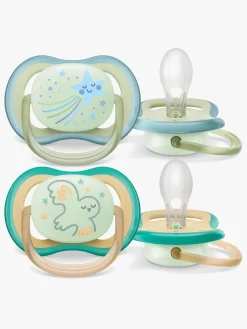 PhilipsAvent Sutter & Suttesnore-Philips Avent Ultra Air Night Sutter 2-Pak 0-6m, Grøn/Blå
