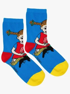 Børn PippiLangstrump Undertøj-Pippi Langstrømpe Strømper 2-pak, Blå/Rød
