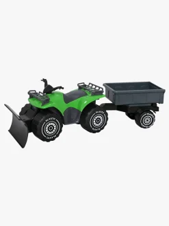Legetøjsbiler & -Fartøjer|Plasto ATV m. Plov & Trailer, Grøn Grøn/Grå