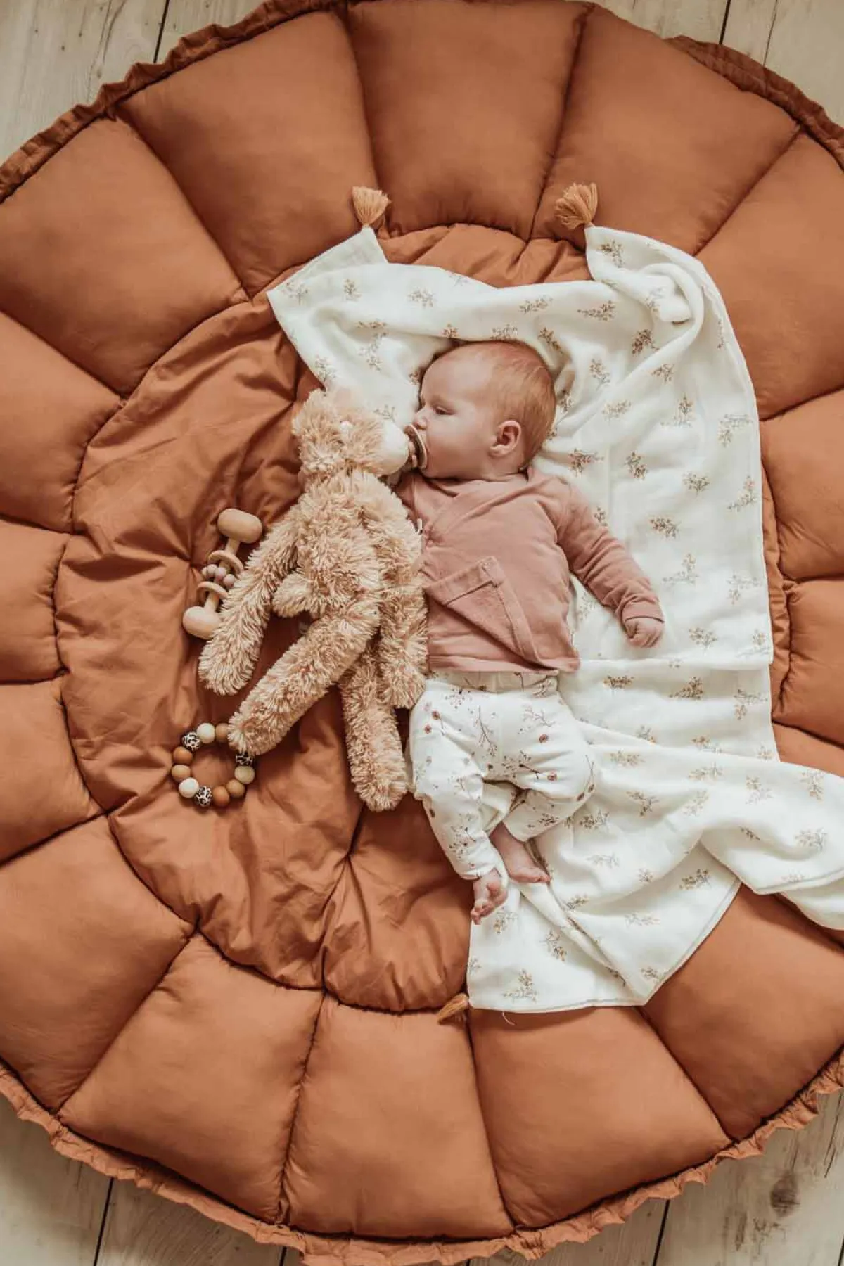 Børn PlayAndGo Interiør-Play&Go Organic Bloom Legetæppe, Tawny Brown