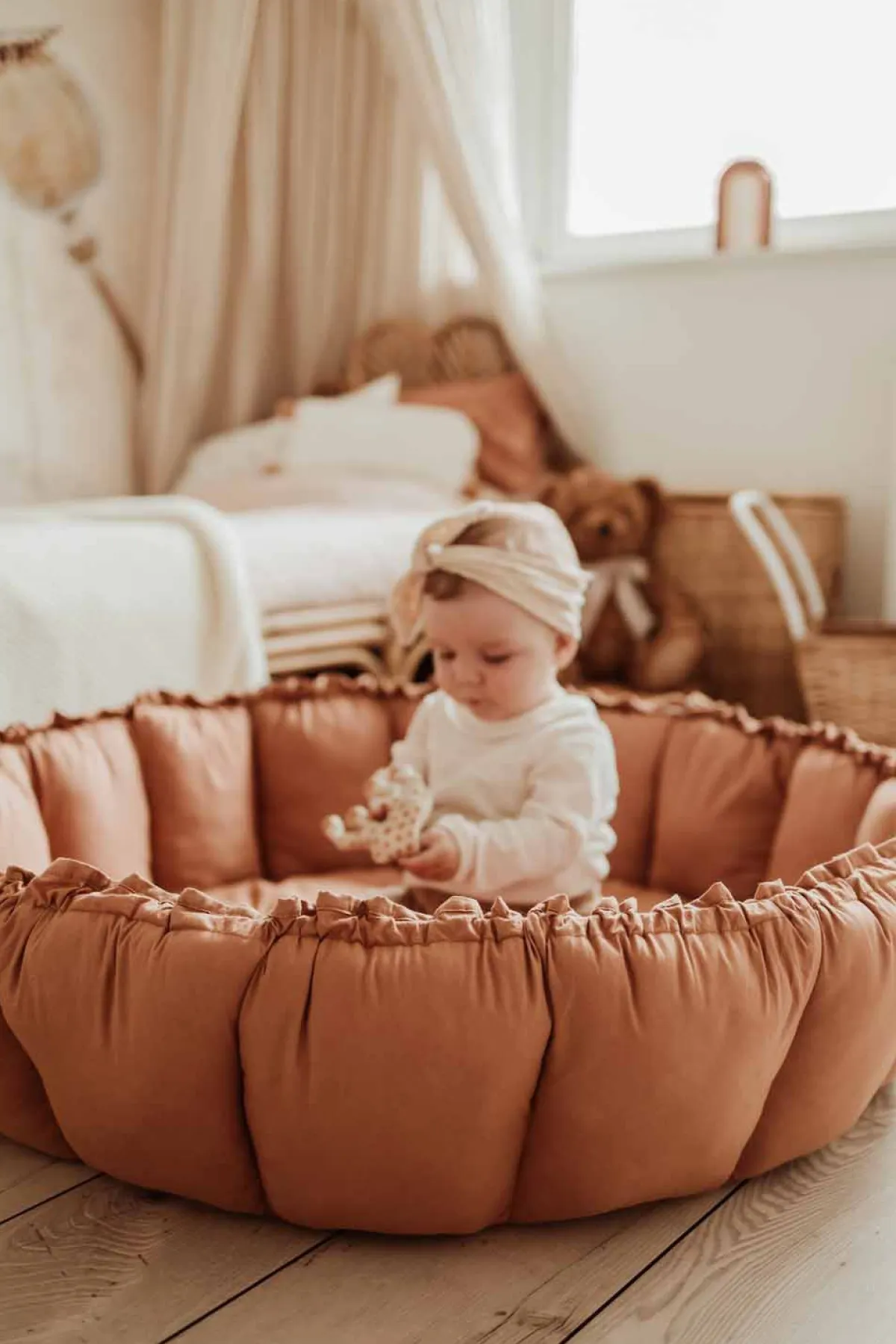 Børn PlayAndGo Interiør-Play&Go Organic Bloom Legetæppe, Tawny Brown