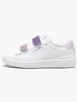 Børn Puma Smash 3.0 Glitter Velcro V PS Sneakers, Hvid