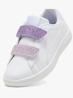 Børn Puma Smash 3.0 Glitter Velcro V PS Sneakers, Hvid