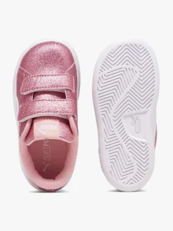 Børn Puma Smash 3.0 Glitz Glam V Infant Sneakers, Peach Smoothie/White