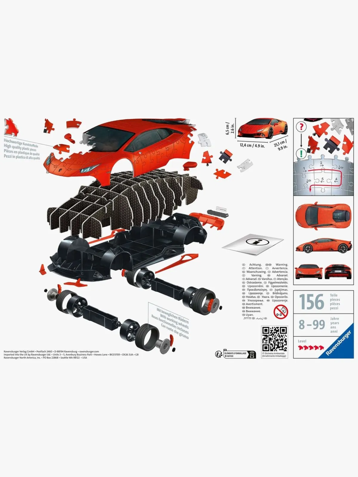 Ravensburger Spil & Puslespil-Lamborghini Huracán EVO MK2 3D-puslespil 156 Brikker