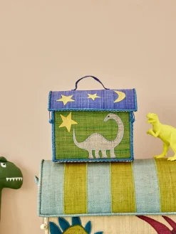 Børn Rice Dinosaur Opbevaringstaske, Grøn/Blå