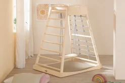 Børn Roba Montessori Indendørs Legetårn med Gynge, Natural/Grey