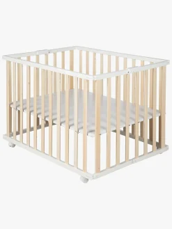 Roba Sammenklappelig Kravlegård med Hjul, Wood White