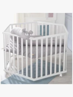 Roba Sikkerhed-Style Hexagon Kravlegård med Hjul, White & Grey