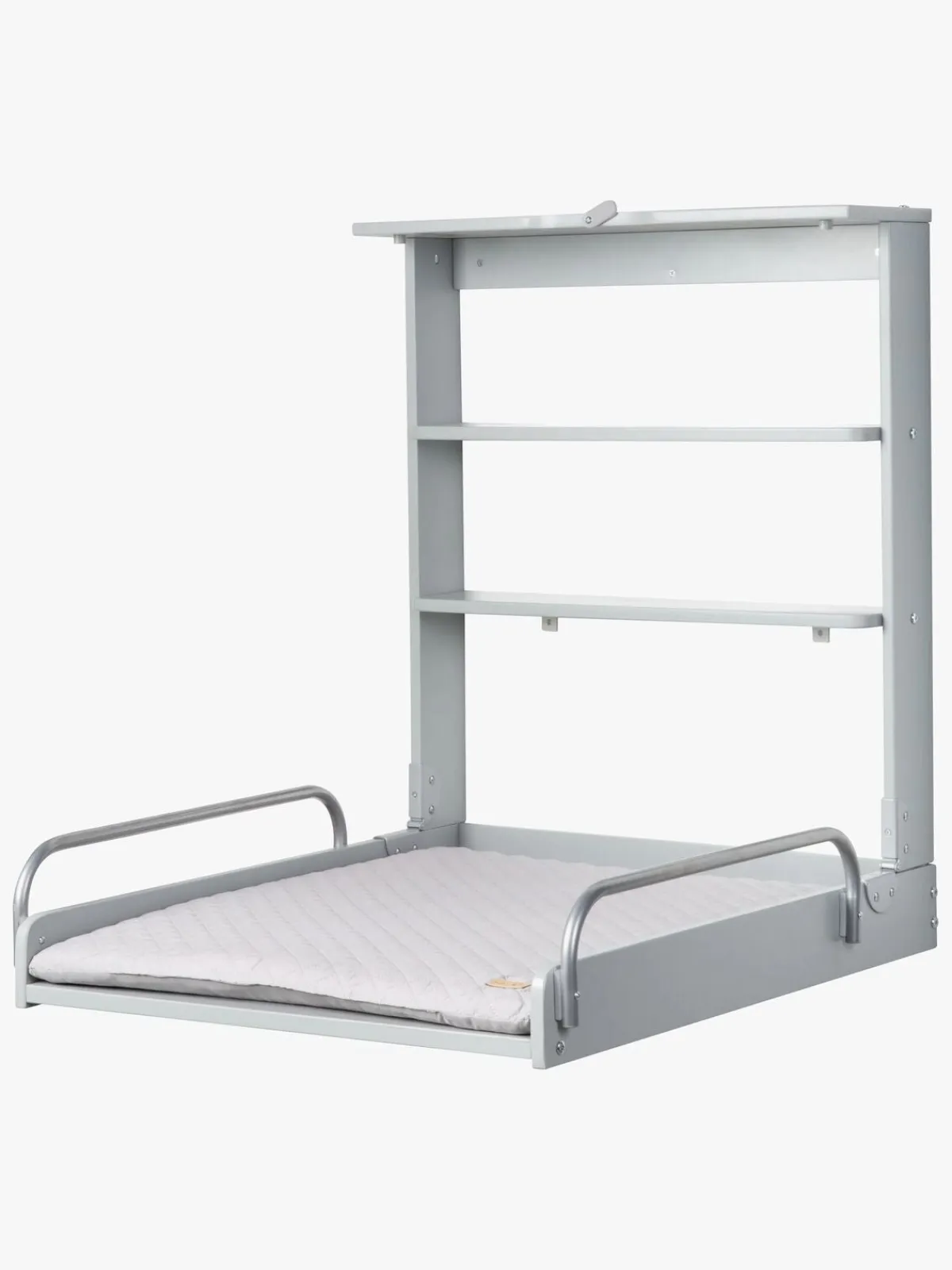 Roba Pusleborde-Væghængt Puslebord & Puslepude, Taupe Lacquered/Silver Grey